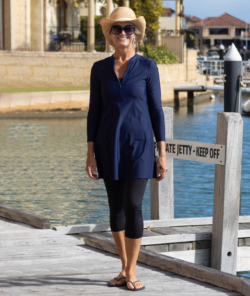 ALine Swim Dress Airlie Navy Suncheeter Australia
