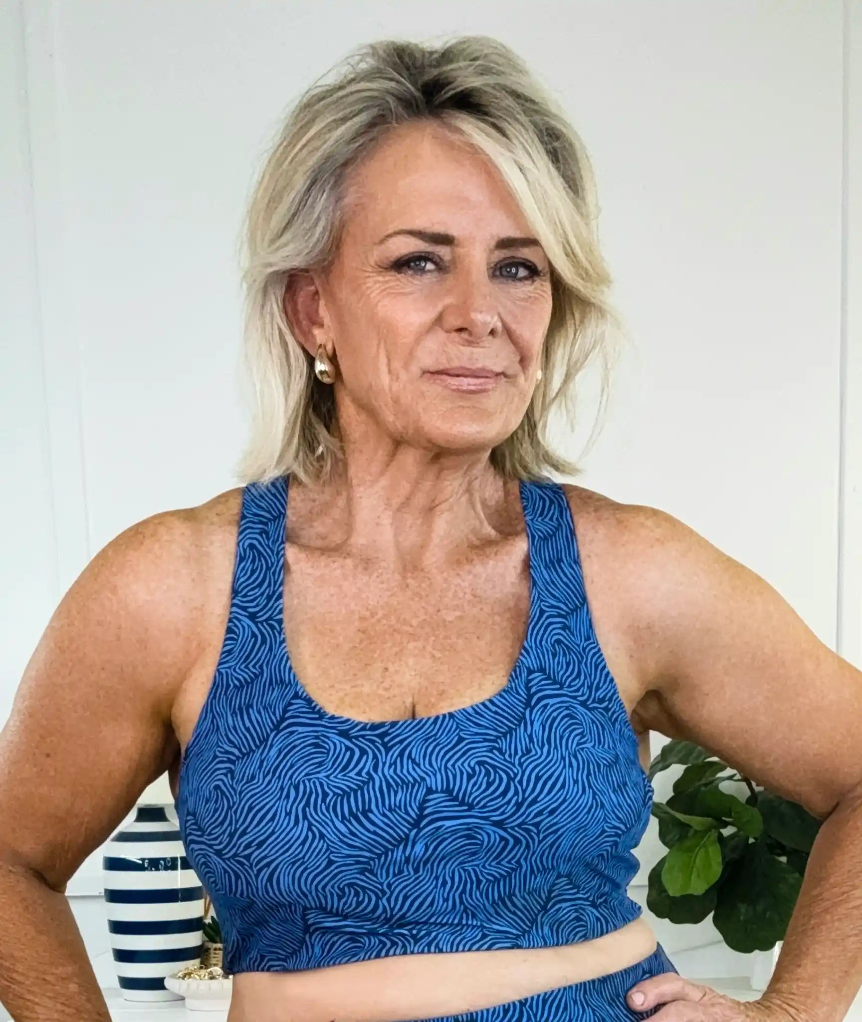 Swim Crop Top Blue Print