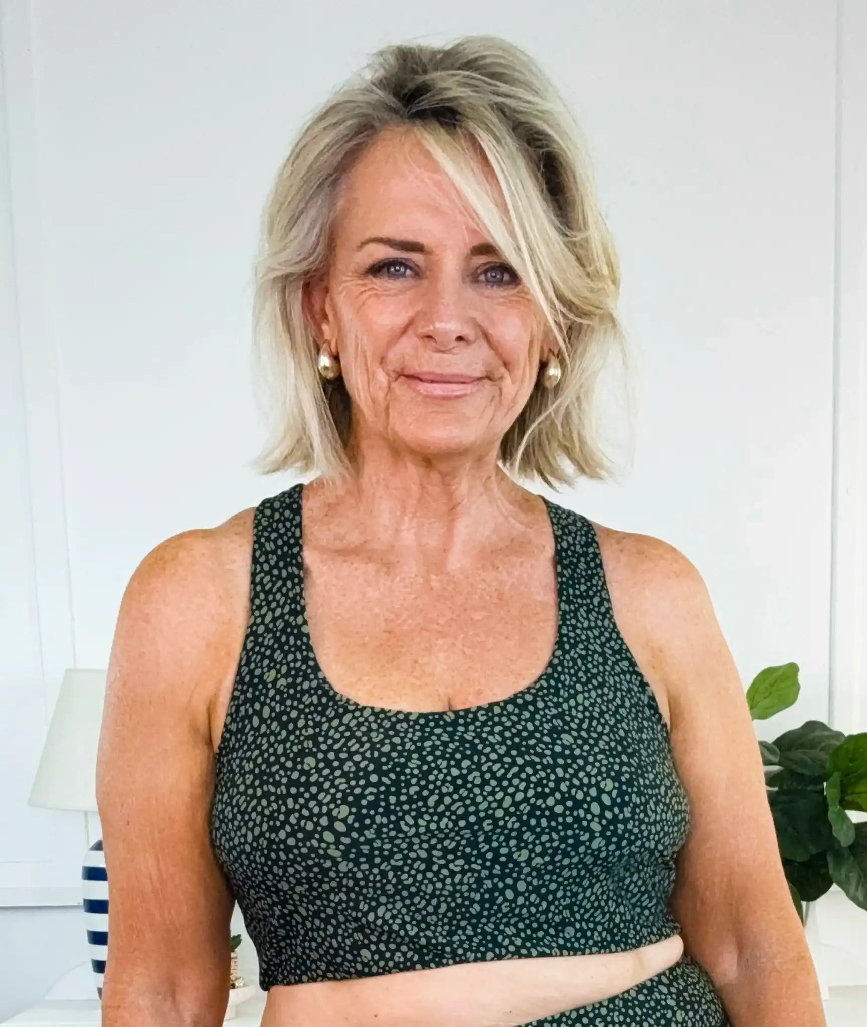 Swim Crop Top Dotty Green Front