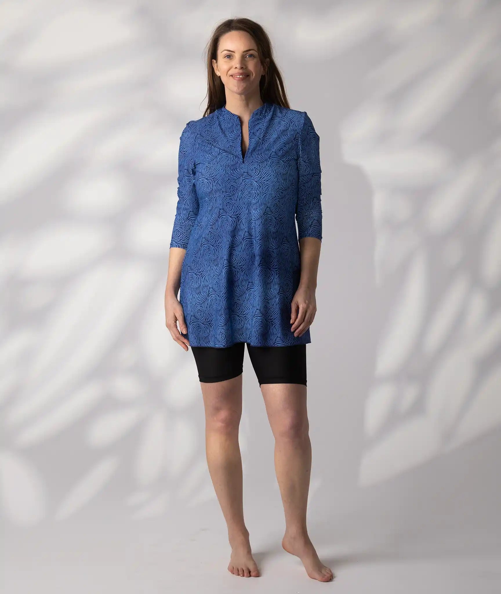 Swim Dress Blue Print Size 12 front