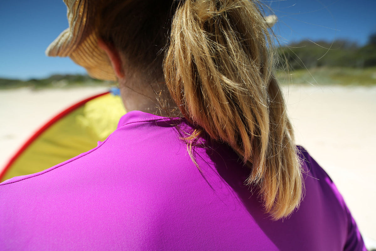 Close up of long sleeve rash top