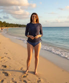 Crew Swim Top Blue Stripe Beach