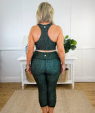 Swim Crop Top crop legging Green dotty back