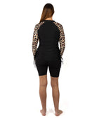 Rash top; Rash guard; Rash vest; sun protection; swimwear; black animal print sleeves