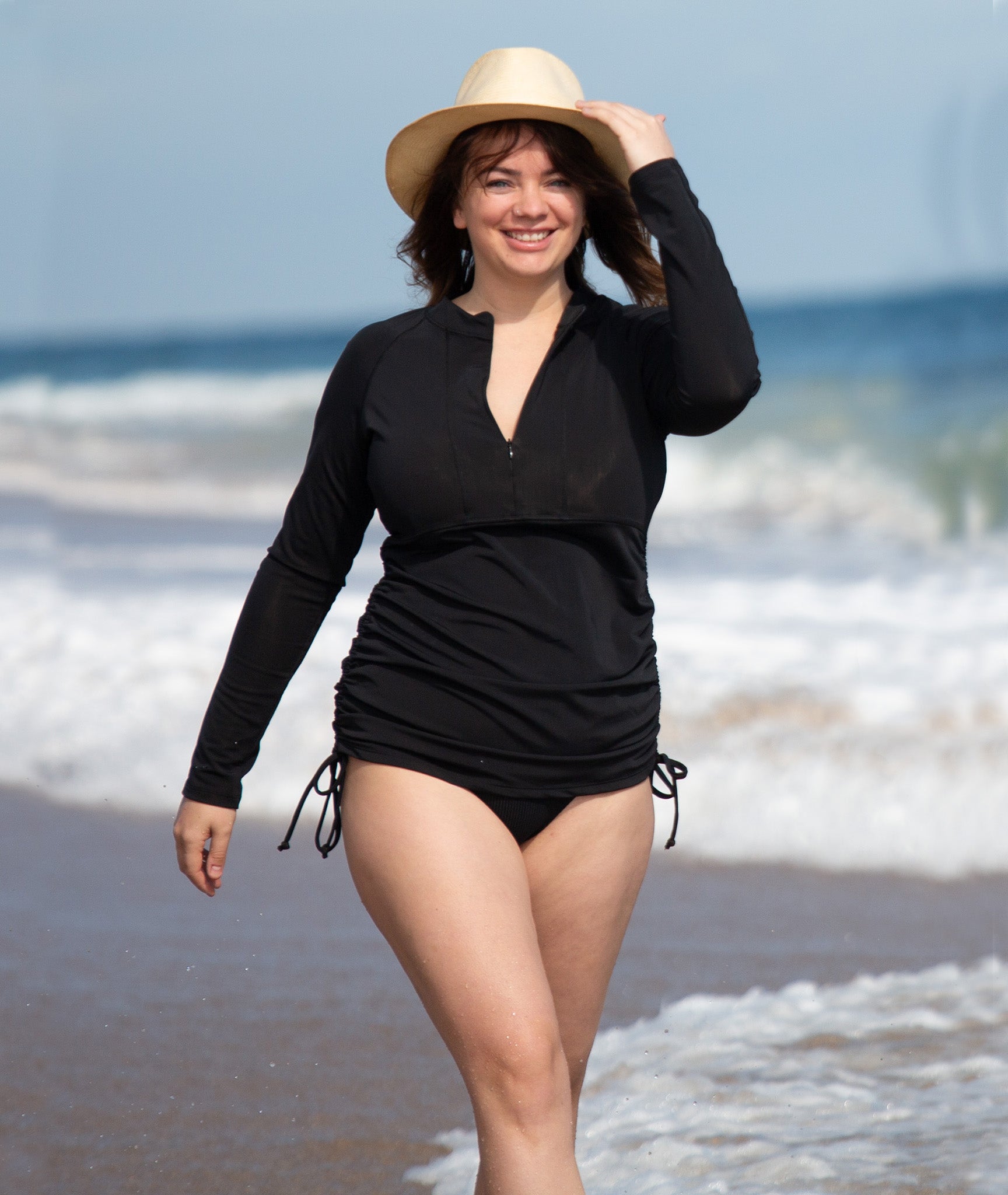 Rash top; Rash guard; Rash vest; sun protection; aussie swimwear; black