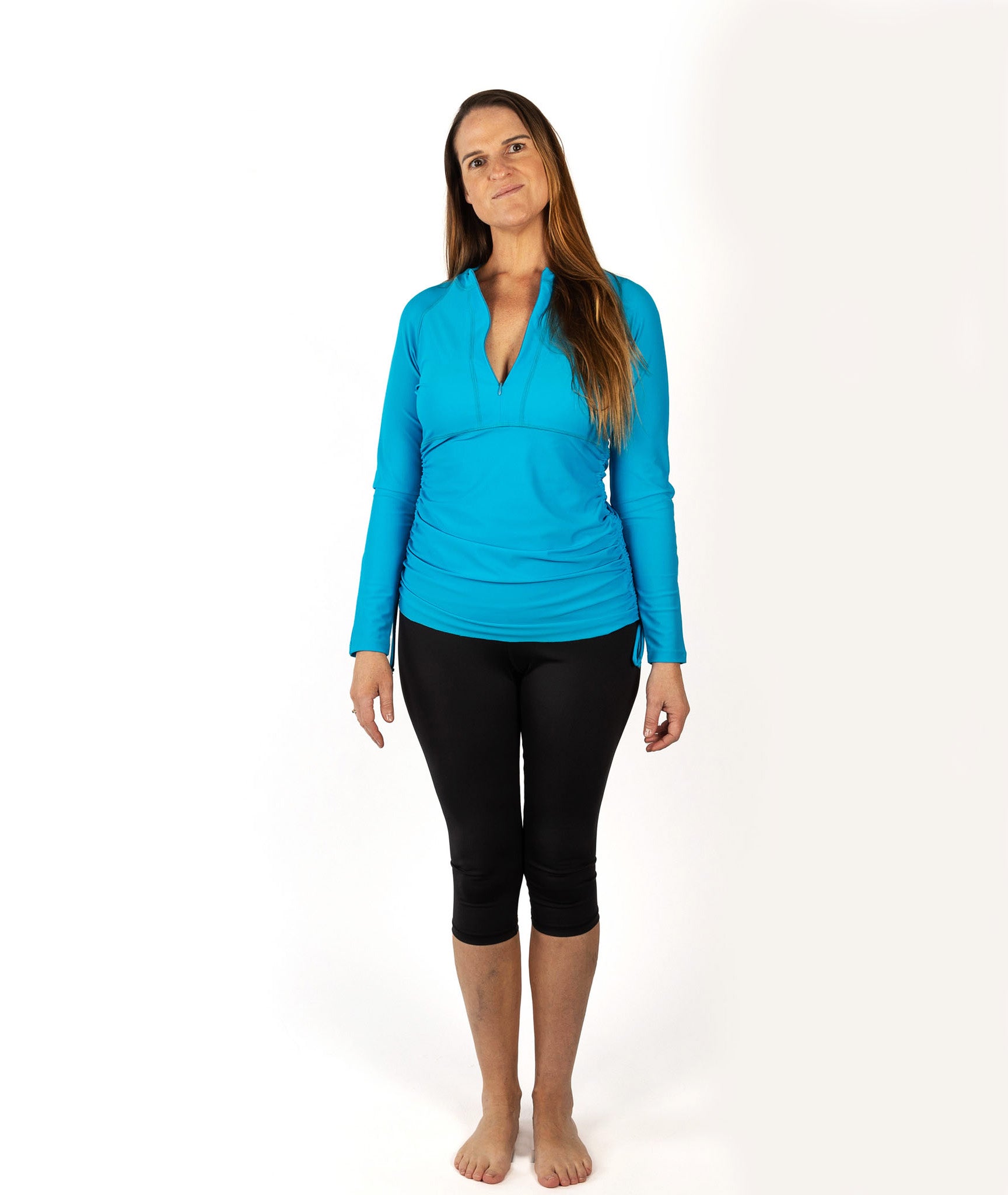 Rash top; Rash guard; Rash vest;  sun protection swimwear;  blue