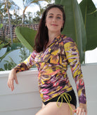 rash vest; rash guard; rash to; swimwear; sun protection; leaf print
