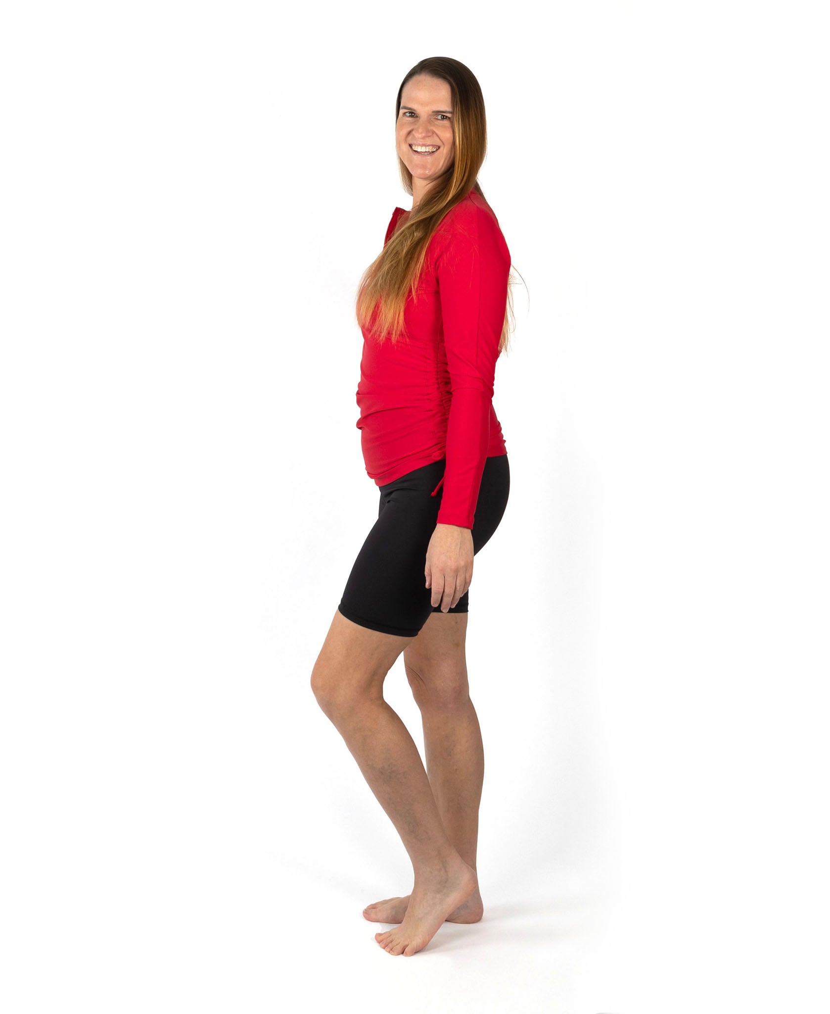 Rash top; Rash guard; Rash vest;  sun protection; swimwear; Red