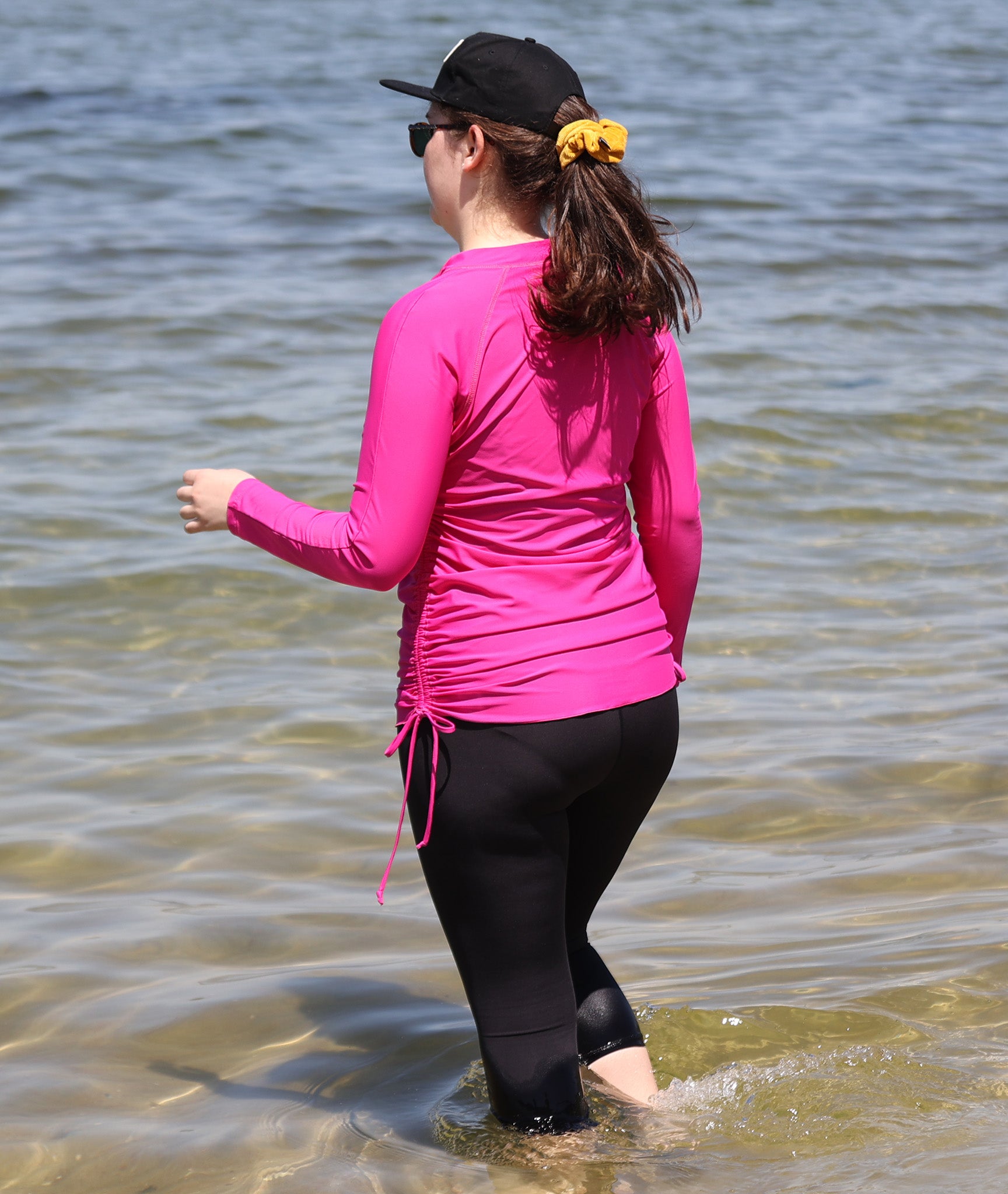 Rash top; Rash guard; Rash vest;  sun protection swimwear; pink