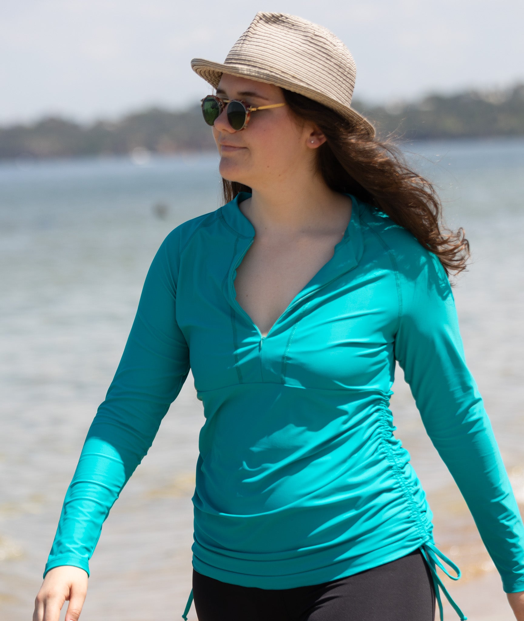 Rash top; Rash guard; Rash vest; sun protection swimwear; amalfi green
