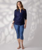 Rash Top Navy crop legging blue print size 12 front