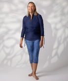 Rash Top Navy crop legging blue print size 16 front