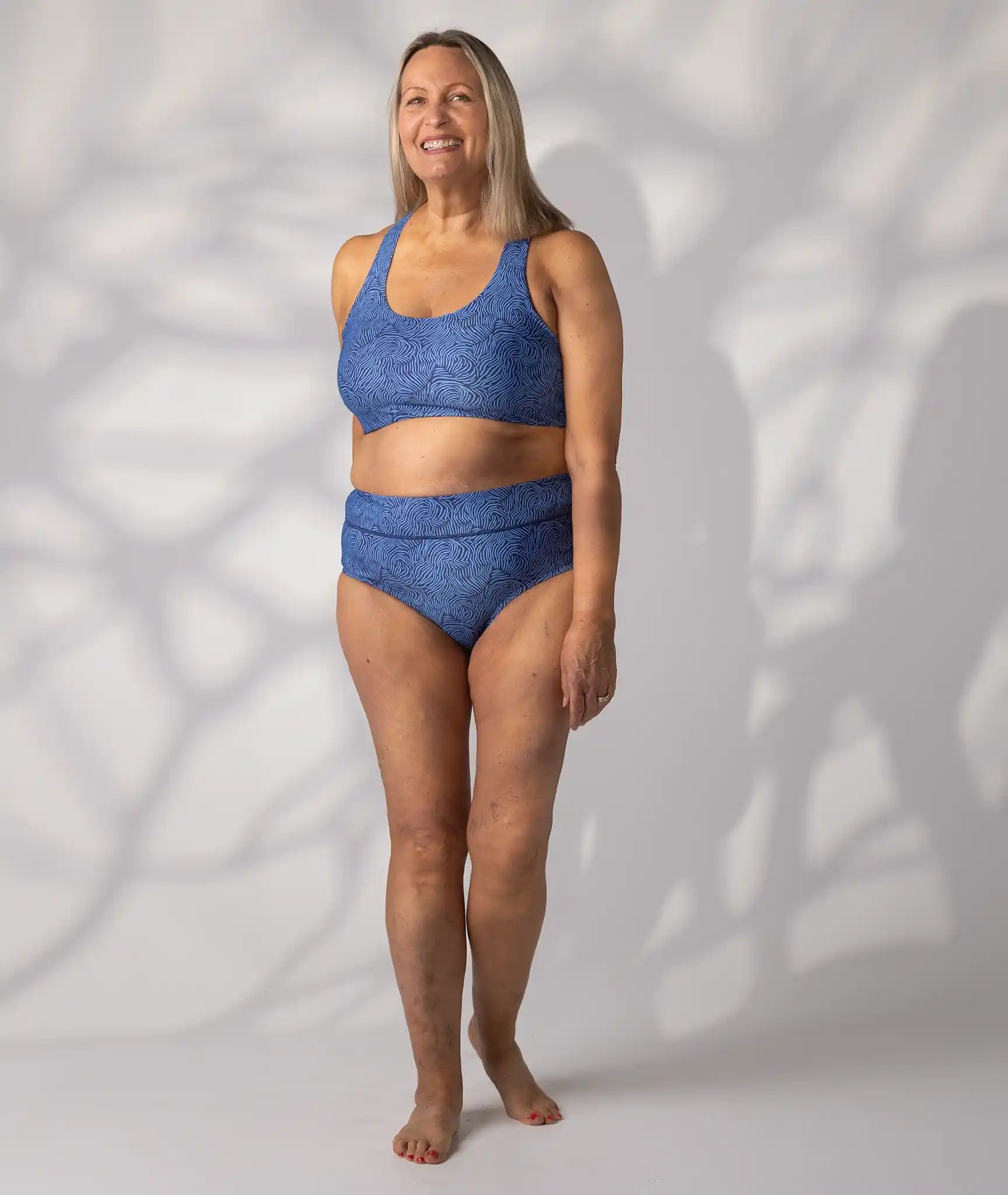 Swim Crop Top Bather Bottom Blue Print 16 front