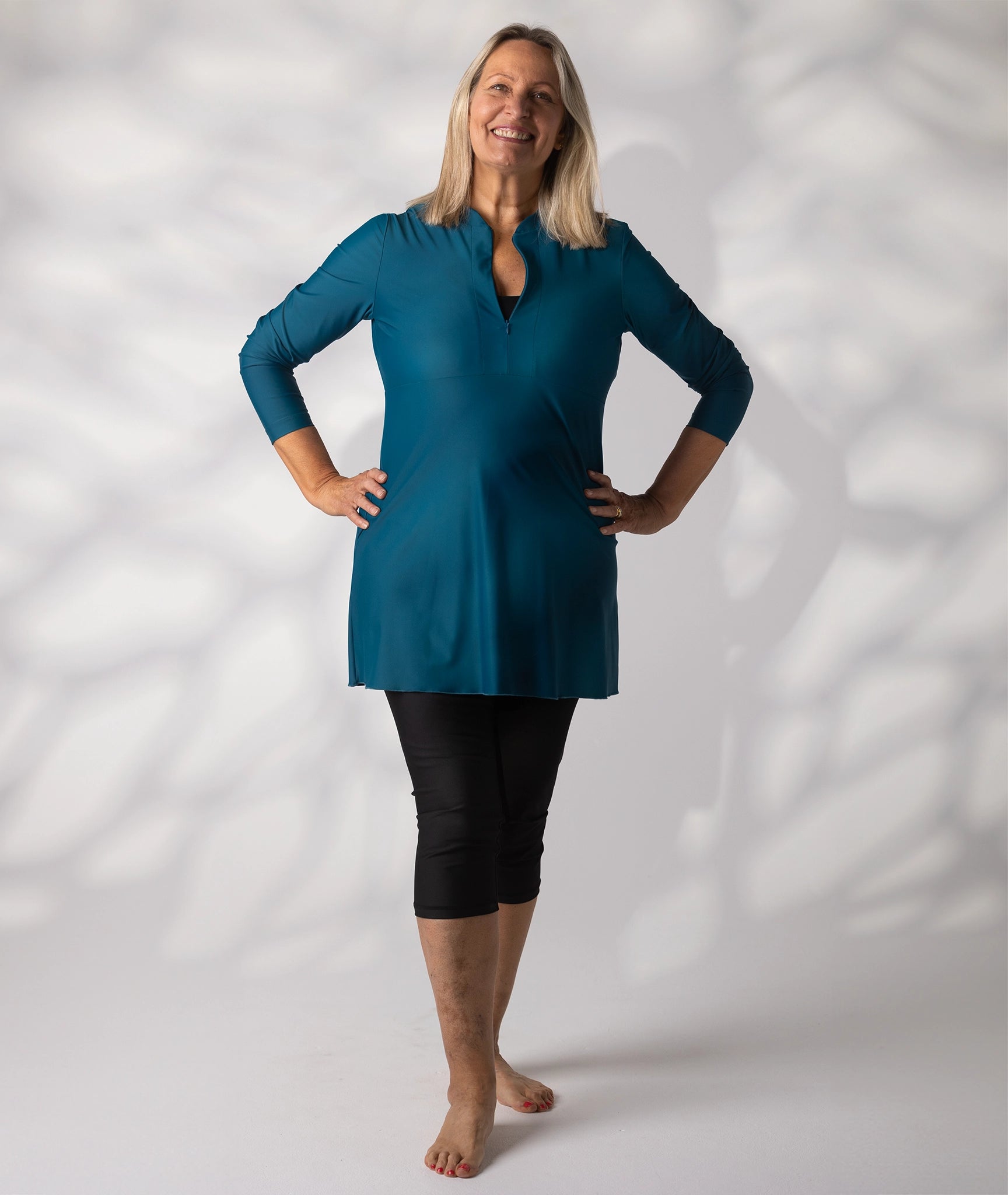 Swim_dress_teal_crop_legging_size16_front