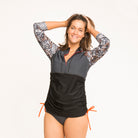 Sale; Animal Print; Black, Grey, ; rash vest; rash guard; rash top; SPF50+; UPF50+