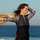 Sale; Animal Print; Black, Grey, ; rash vest; rash guard; rash top; SPF50+; UPF50+